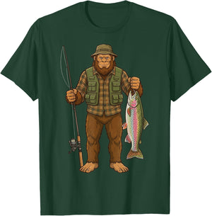 Trout Bigfoot Fisher T-Shirt - T-Shirt | Forest