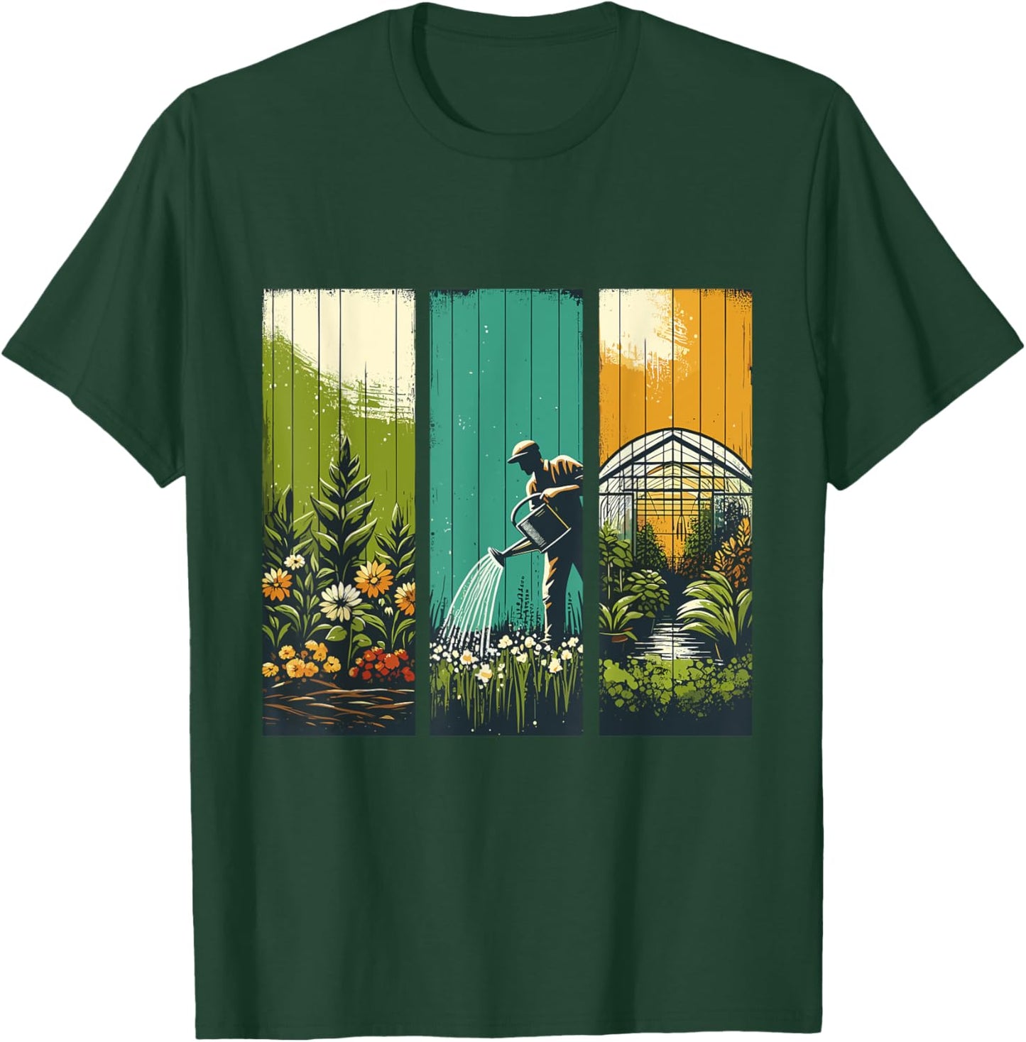 Vintage Greenhouse Gardening Watering Nature Gardener T-Shirt - T-Shirt | Forest