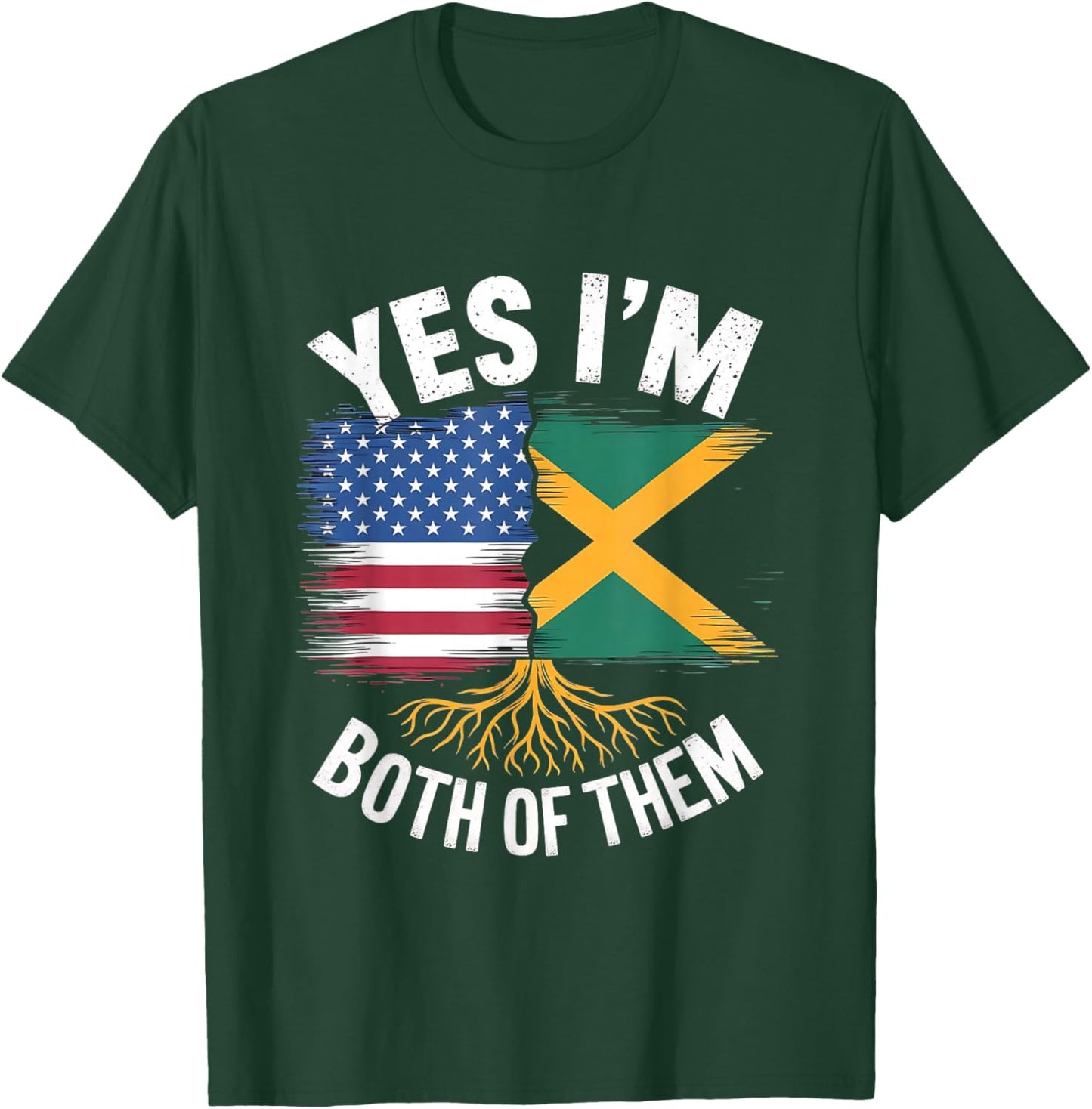 Yes I'm Both: American and Jamaican Roots DNA Pride T-Shirt - T-Shirt | Forest