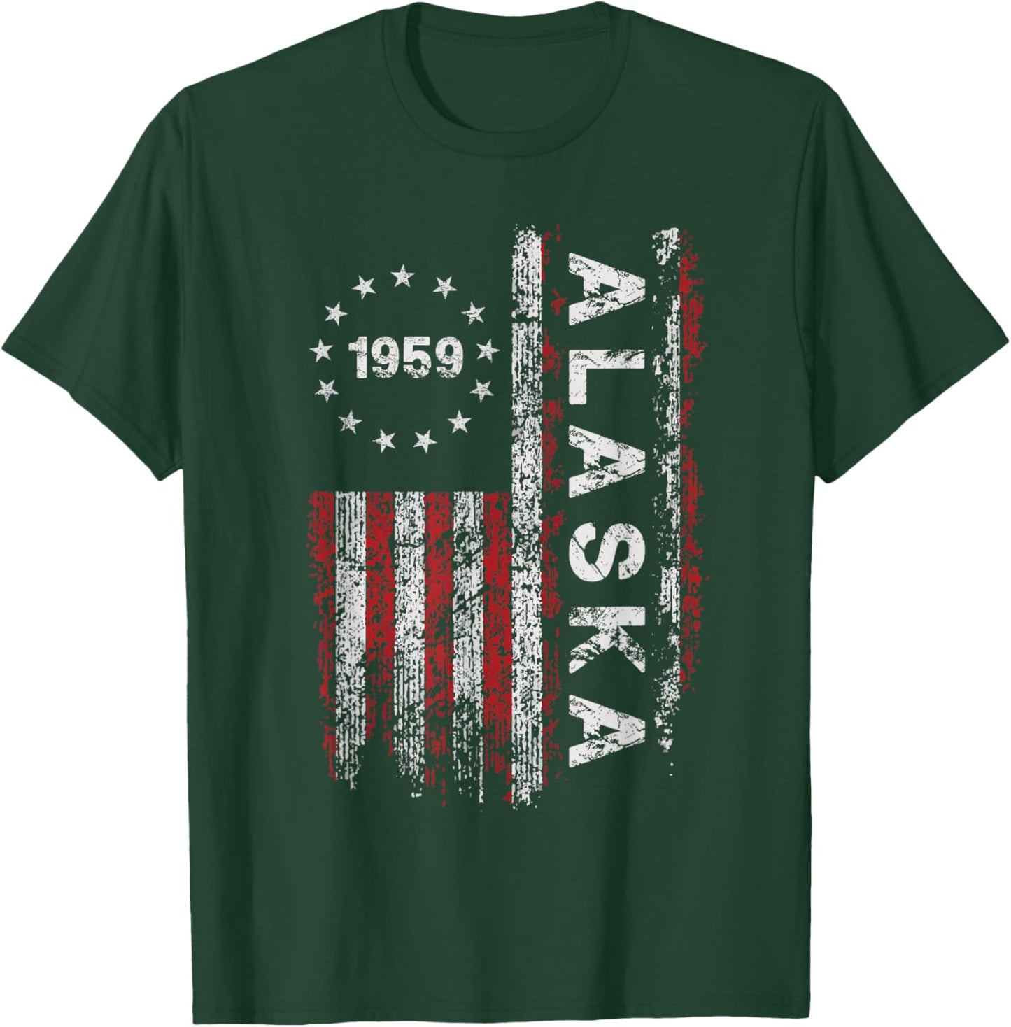 Alaska State US Flag Vintage Women Youth T-Shirt - T-Shirt | Forest