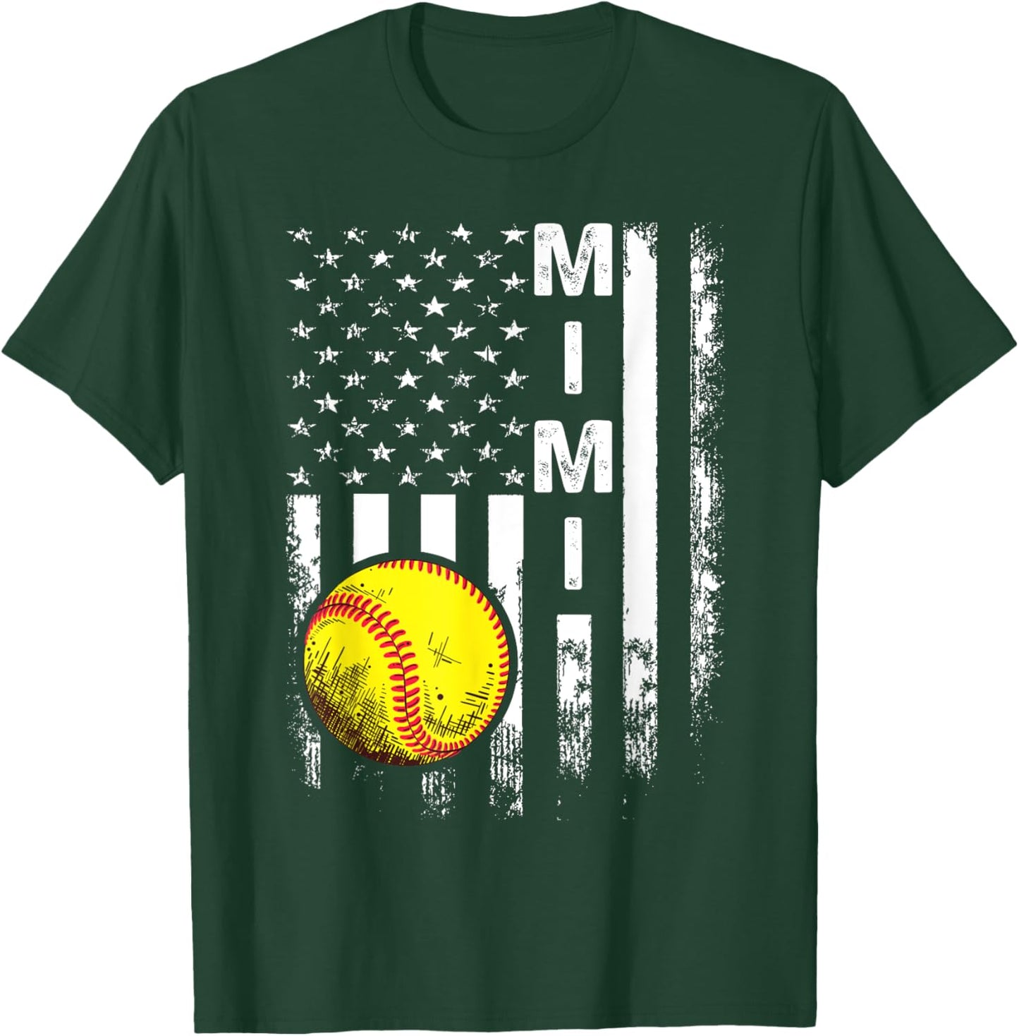 Softball Mimi America Flag Men Women Vintage Christmas T-Shirt - T-Shirt | Forest