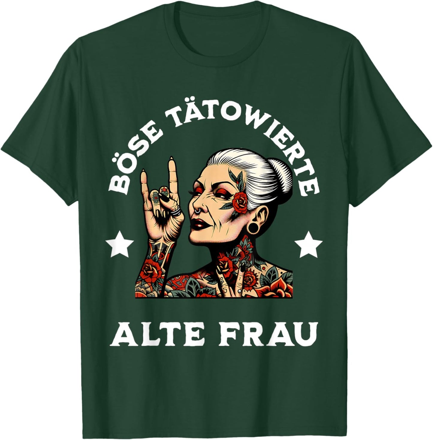 Böse Alte Tätowierte Frau T-Shirt - T-Shirt | Forest