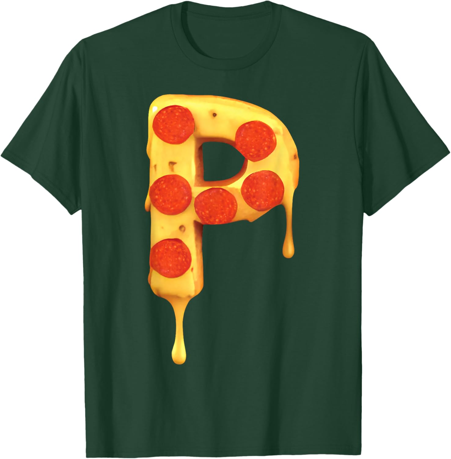 Letter P Pizza Initial Name Kids Party Birthday Matching Fun T-Shirt - T-Shirt | Forest