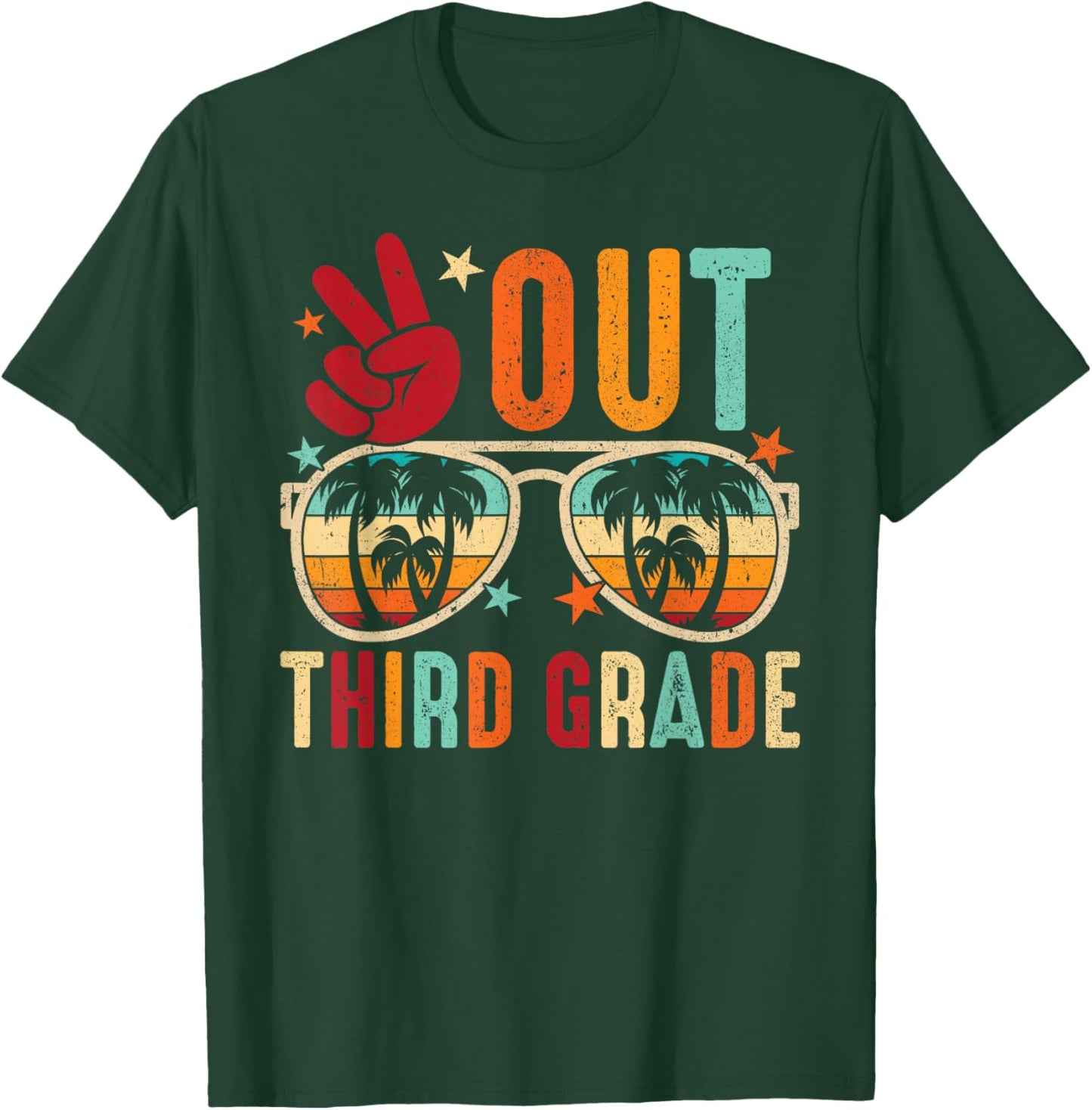 Vintage Peace Out 3rd Grade Graduation Last Day Of School T-Shirt - T-Shirt | Forest
