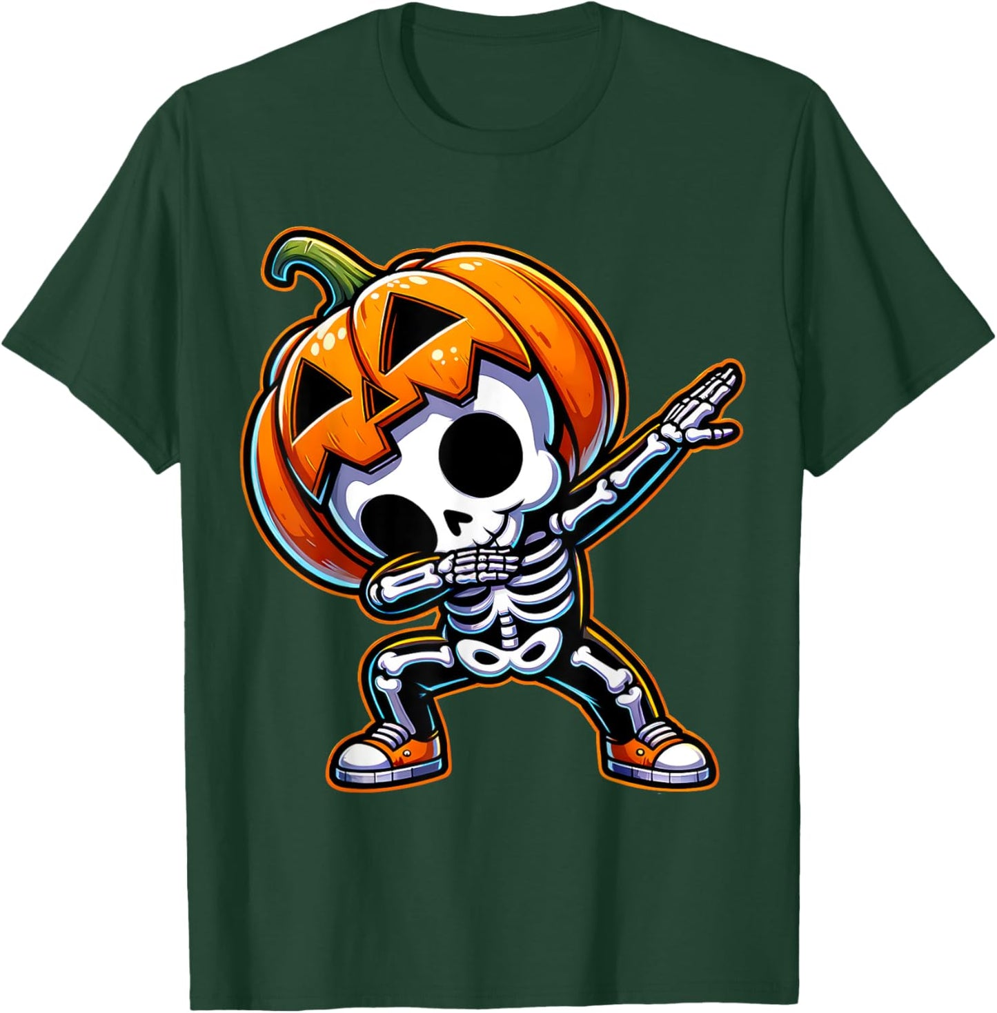 Dabbing Halloween Skeleton Boys Trick Treat Funny Pumpkin T-Shirt - T-Shirt | Forest