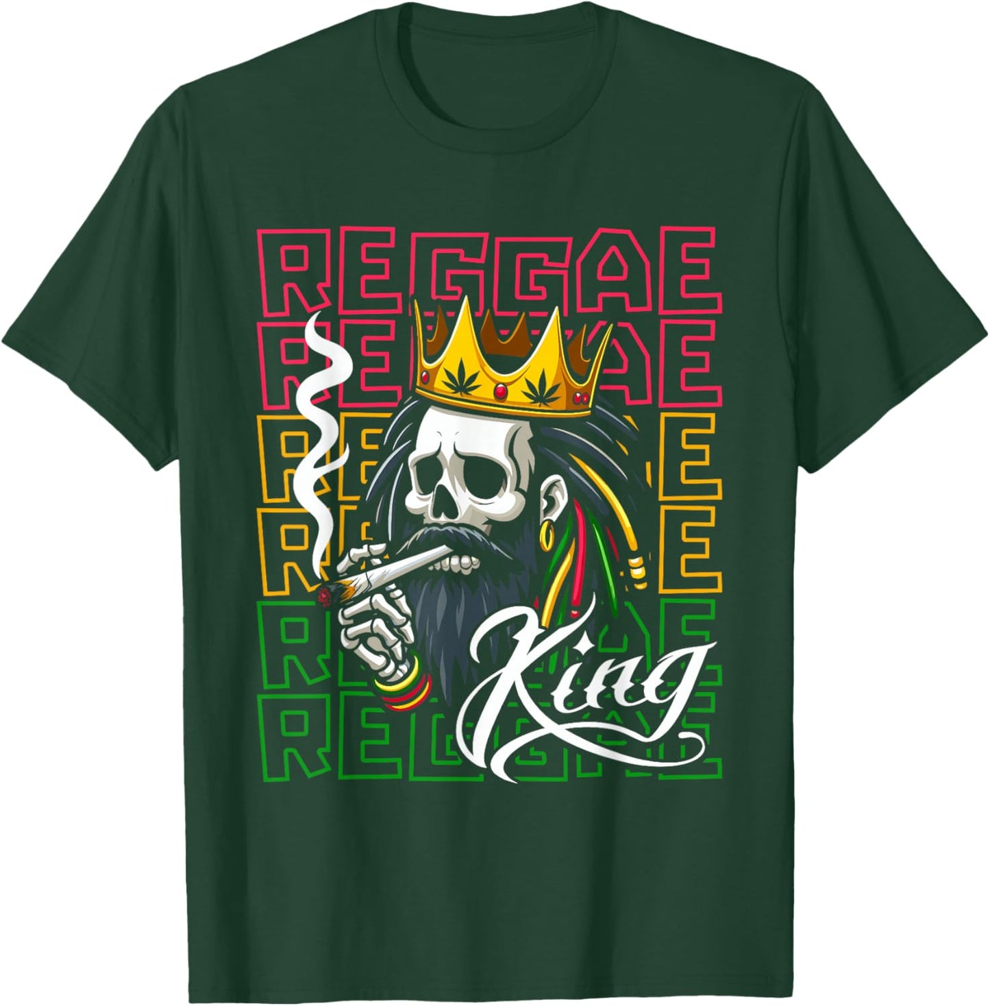 Reggae Skeleton - Rasta Music Rastafarian Reggae King T-Shirt - T-Shirt | Forest