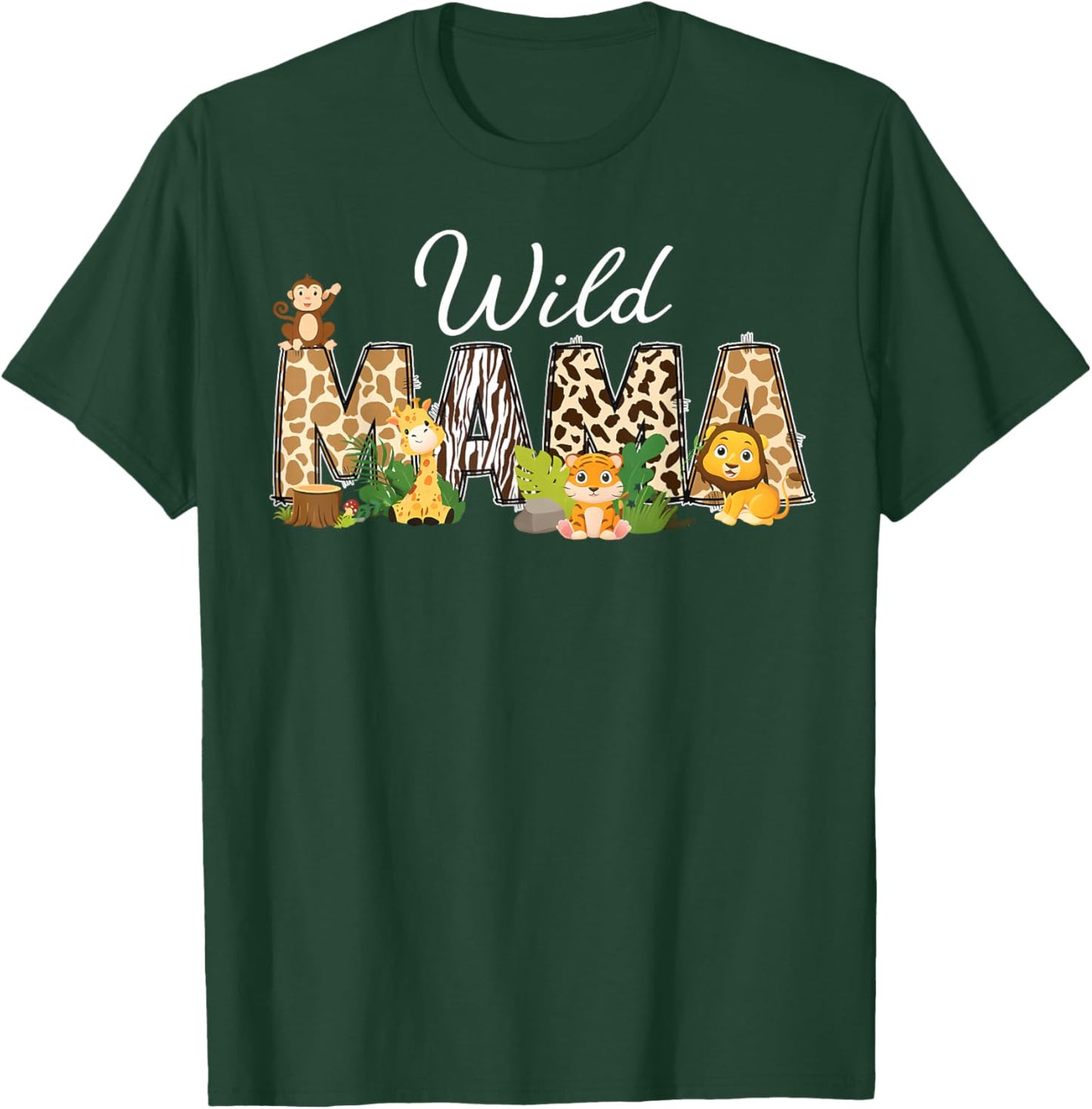 Wild Mama Zoo Born Two Be Wild B-Day Safari Jungle Animal T-Shirt - T-Shirt | Forest