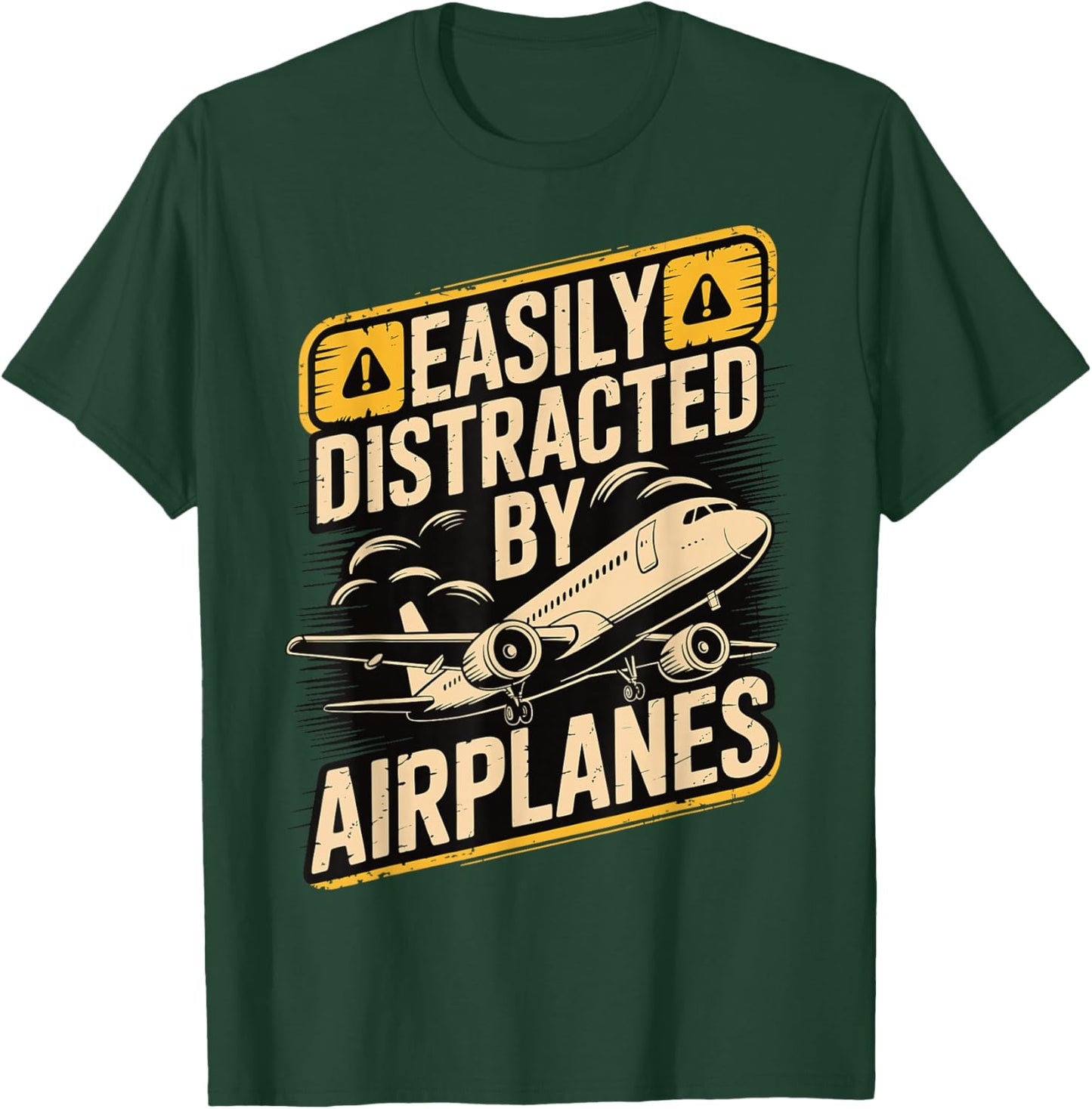 Easily Distracted by Airplanes T-Shirt - T-Shirt | Forest