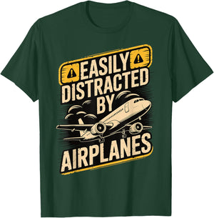 Easily Distracted by Airplanes T-Shirt - T-Shirt | Forest