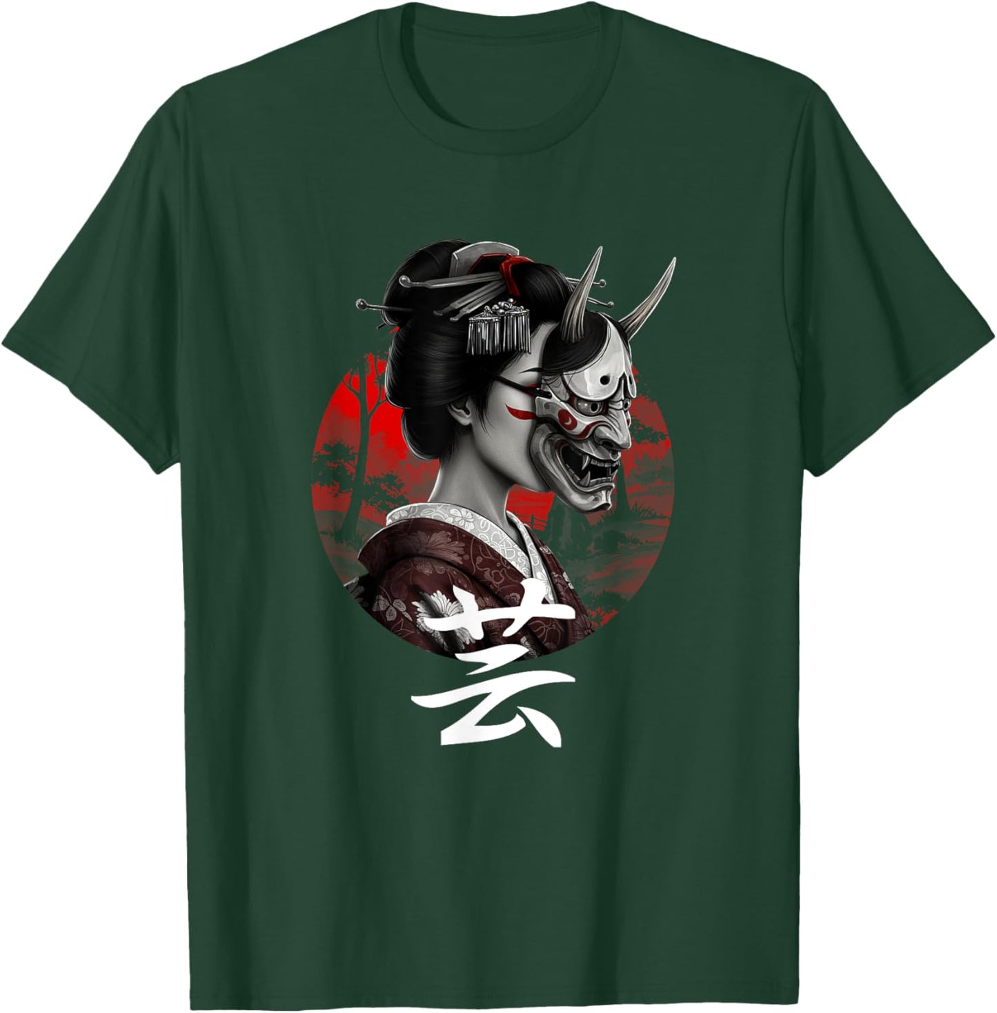 Geisha Hannya Noh mask Oni Aesthetics Japanese graphics T-Shirt - T-Shirt | Forest