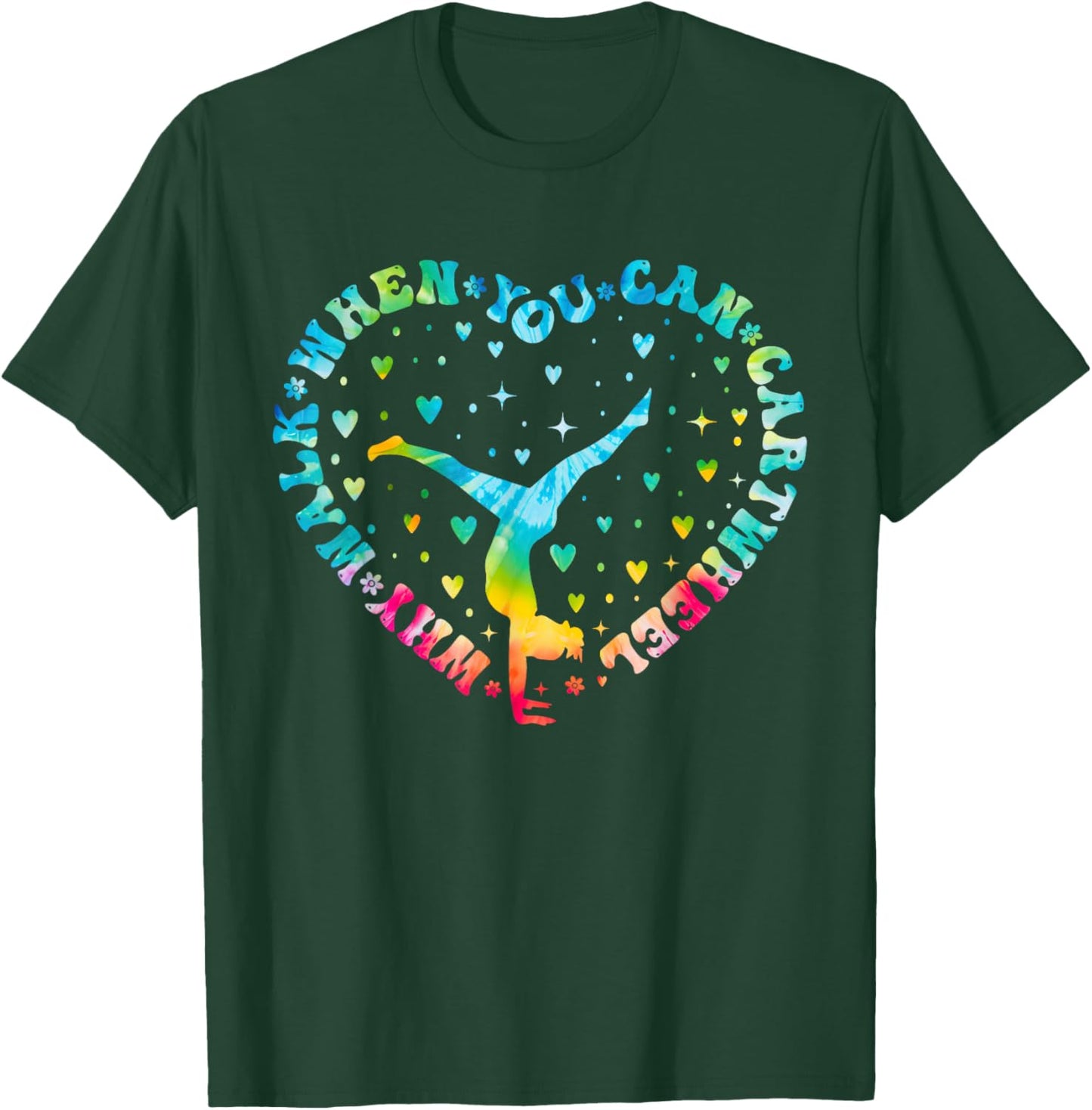 Tie-dye Heart Cartwheel Gymnastics Cheerleader Gymnast Girl T-Shirt - T-Shirt | Forest