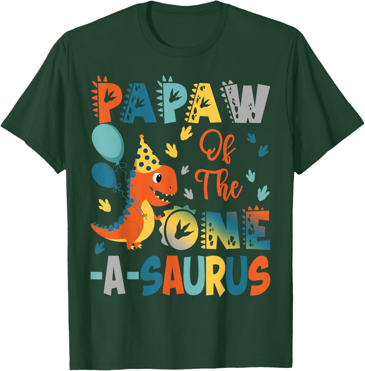 Papaw Of The One-A-Saurus 2Nd Birthday Dinosaur Party T-Shirt - T-Shirt | Forest