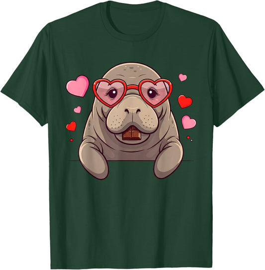 Funny Manatee Heart Chocolate Valentine Kids T-Shirt - T-Shirt | Forest