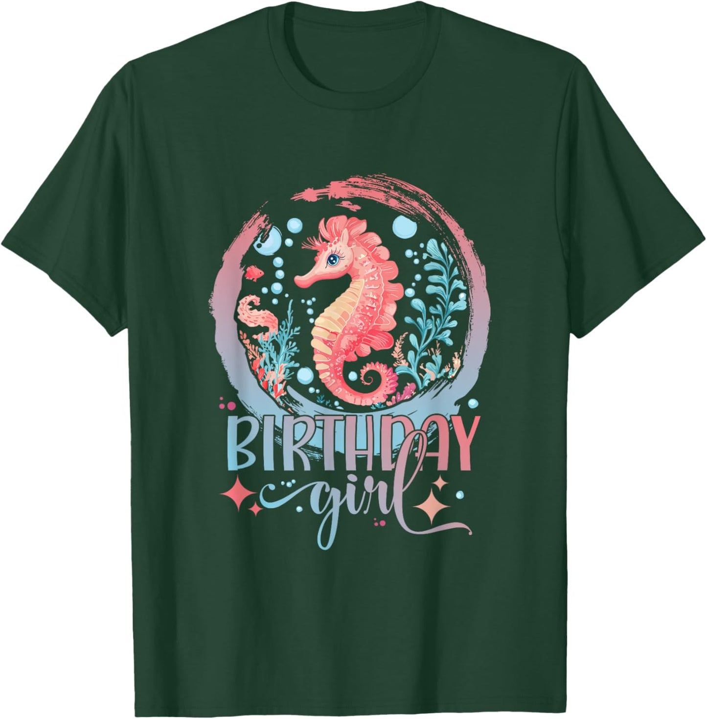 Birthday Girl Seahorse Women Cute Sea Horse Birthday Girl T-Shirt - T-Shirt | Forest
