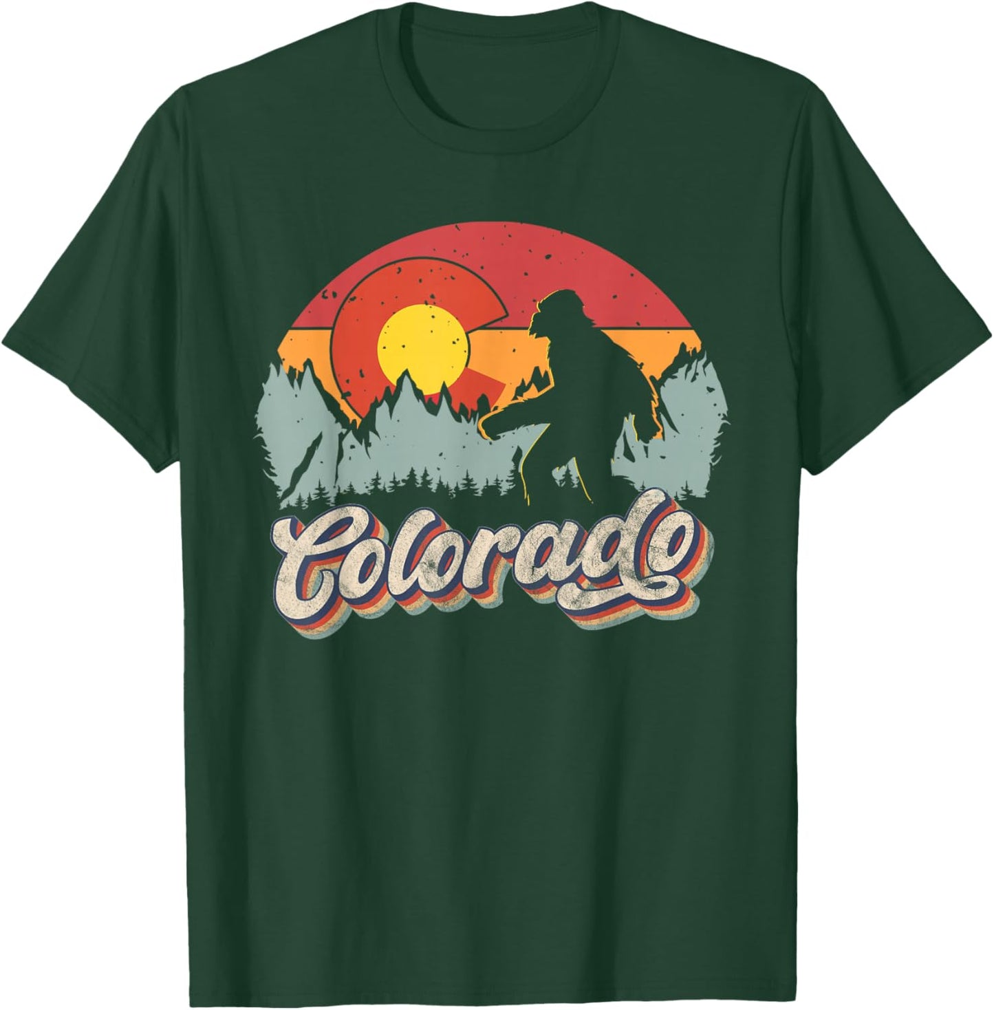 Colorado Mountain Hiking Bigfoot Camping Retro 80s Sasquatch T-Shirt - T-Shirt | Forest