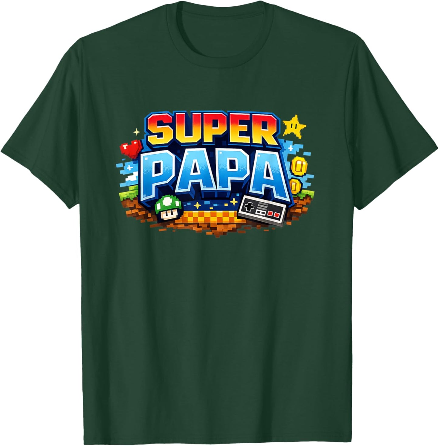 Super Papa Lustig Gamer Vater Geschenk Retro Gaming Stil T-Shirt - T-Shirt | Forest