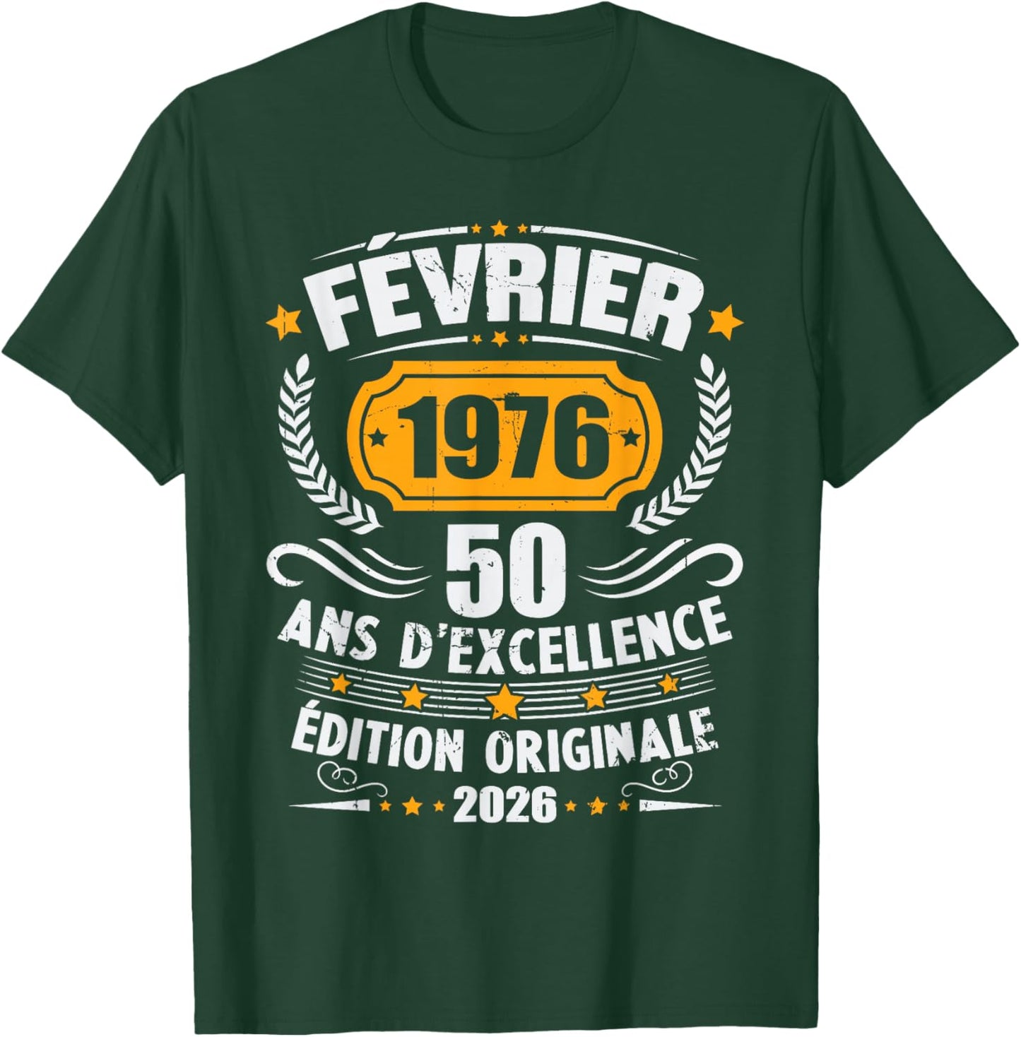Vintage February 1976 50th Birthday Gift Man Woman T-Shirt - T-Shirt | Forest