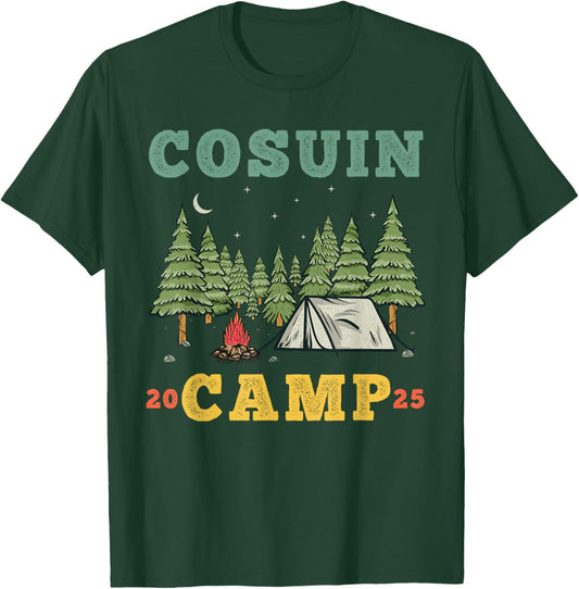 Cousin Camp Vintage Vacation Summer Camping Crew T-Shirt - T-Shirt | Forest