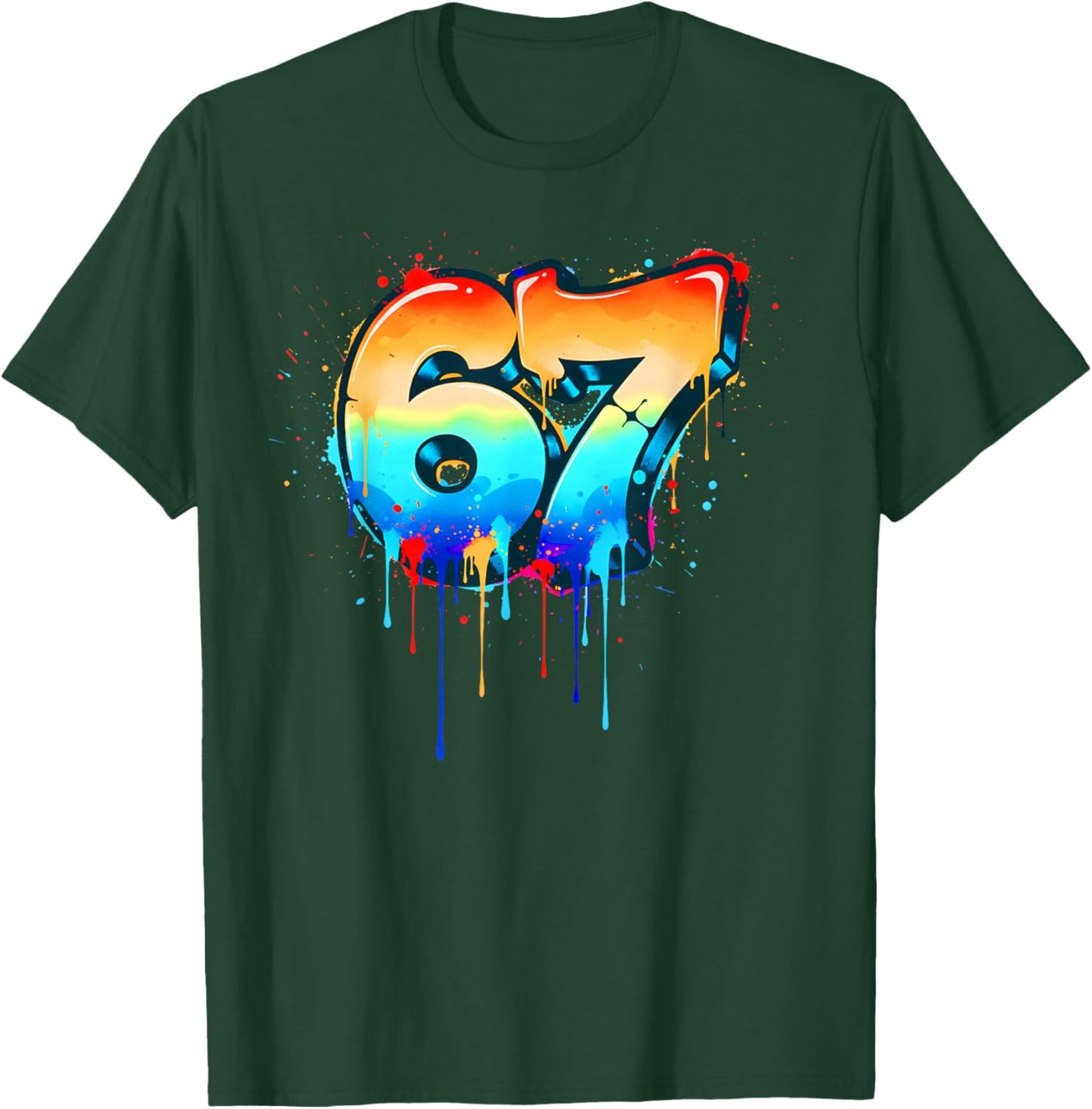 Funny 67 Drip Graffiti Six Seven Street Vintage Streetwear T-Shirt - T-Shirt | Forest