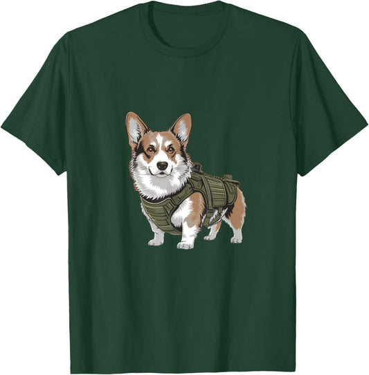 Tactical Corgi Dog Retro Vintage 70s 80s Style Funny Corgi T-Shirt - T-Shirt | Forest