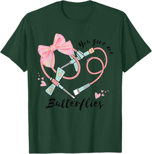 You Give Me Butterflies Phlebotomist Valentine Day Nurse T-Shirt - T-Shirt | Forest