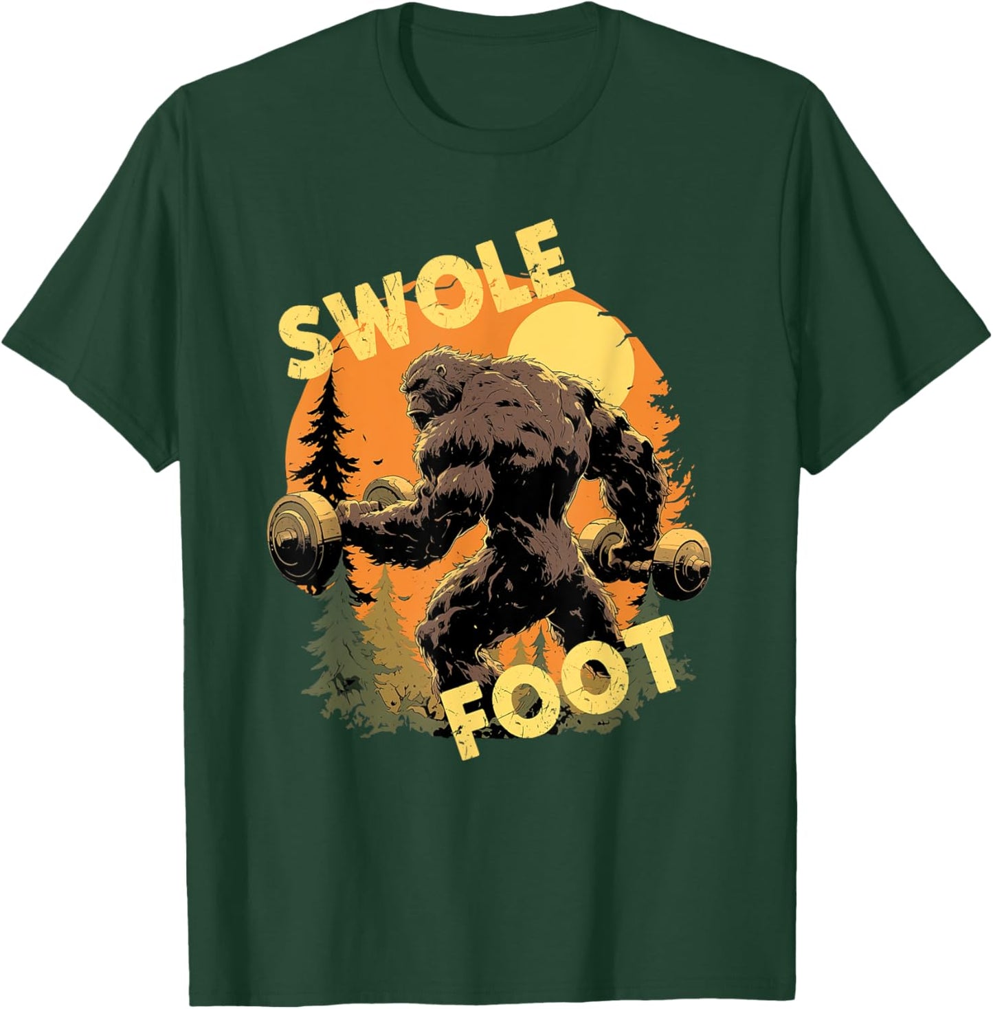 Bigfoot Weightlift Swole Foot Exercise Gym Funny Sasquatch T-Shirt - T-Shirt | Forest