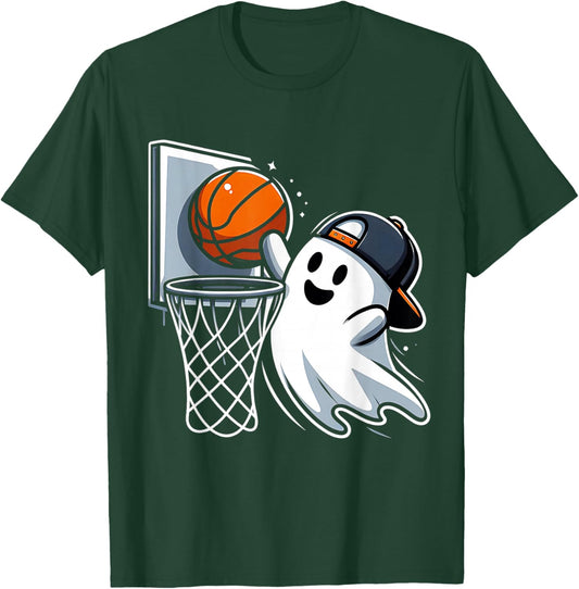 Ghost Basketball Dunk Ghost Playing Basketball Halloween T-Shirt - T-Shirt | Forest