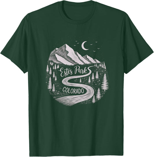 Vintage Estes Park Colorado Drawing Art Design T-Shirt - T-Shirt | Forest