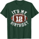 It's My 12th Birthday Boy 12 Year Old Football Player Kids T-Shirt - T-Shirt | Forest