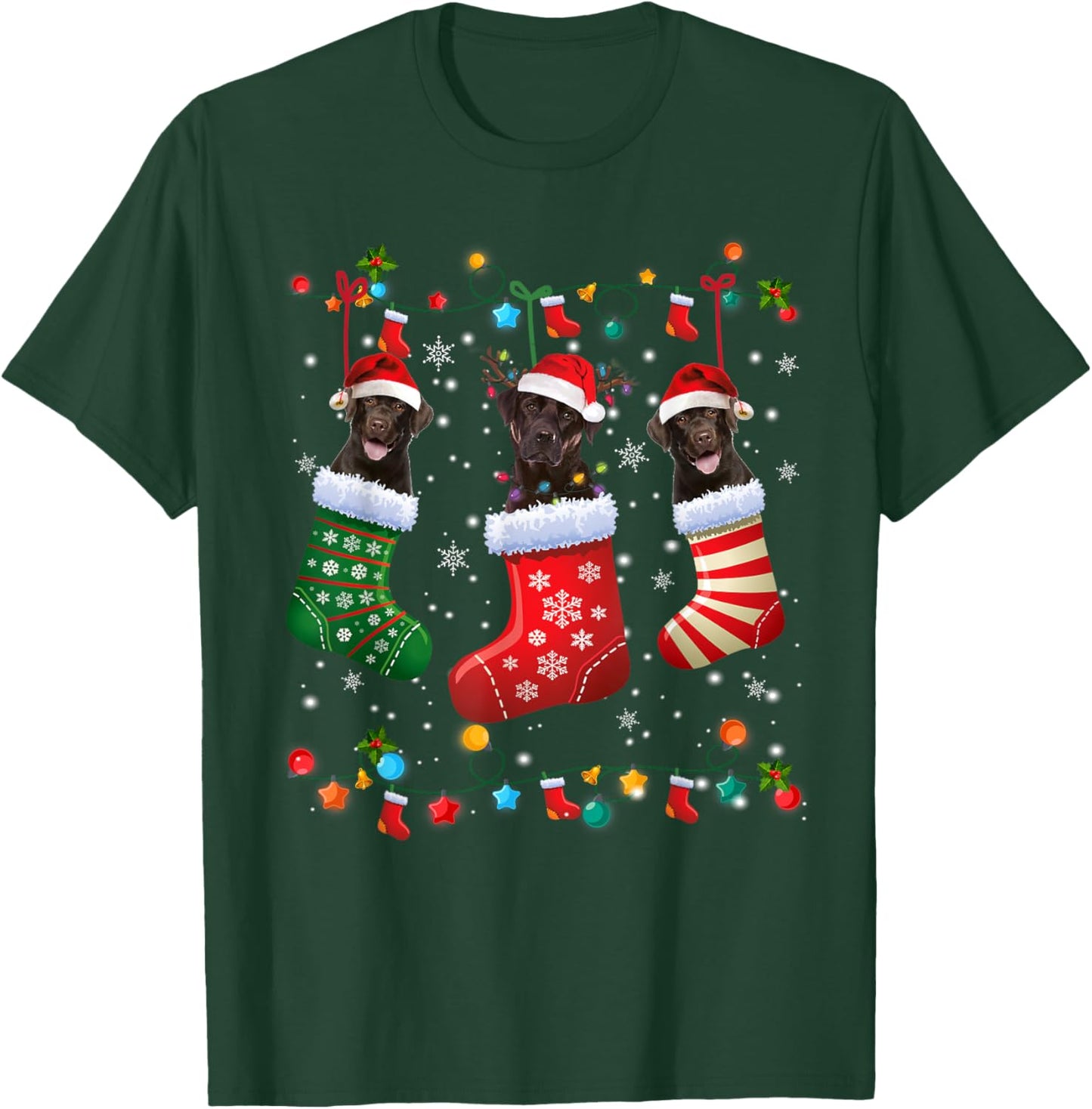 Christmas Socks Pajama Chocolate Lab Labrador Dog Lover Men Women Kids T-Shirt - T-Shirt | Forest