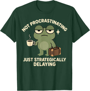 Not Procrastinating Funny Lazy Grumpy Frog T-Shirt - T-Shirt | Forest