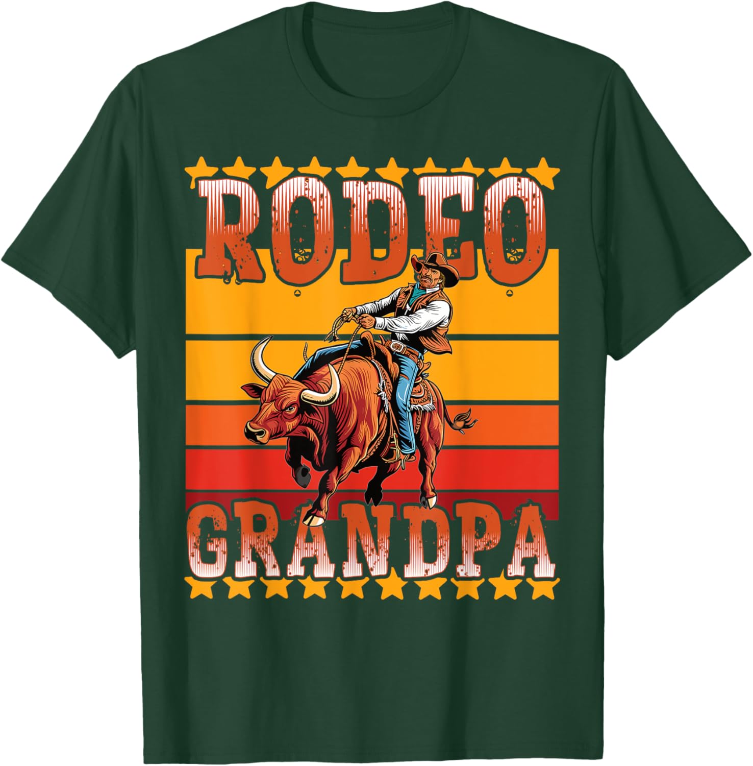 Rodeo Rider Crew Grandpa Western Cowboy Horses Bulls Rodeo T-Shirt - T-Shirt | Forest