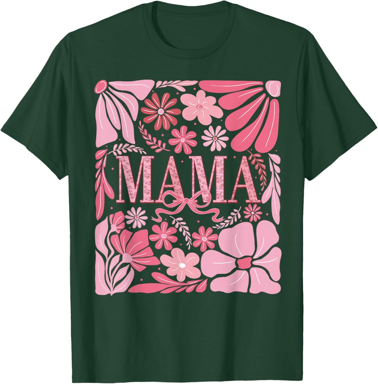 Floral Mama Coquette Boho Mama Mothers Day Retro Floral T-Shirt - T-Shirt | Forest