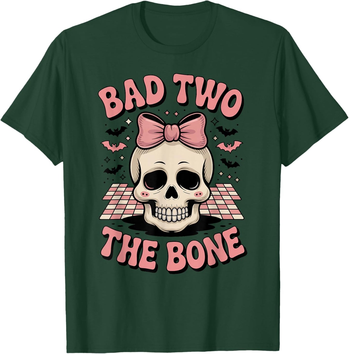 Halloween Skull Bow T-Shirt - T-Shirt | Forest