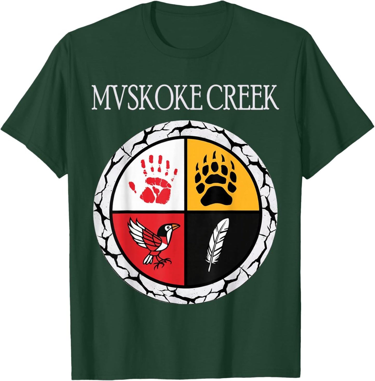 Mvskoke Creek Muskogee Tribe Native American Medicine Wheel T-Shirt - T-Shirt | Forest
