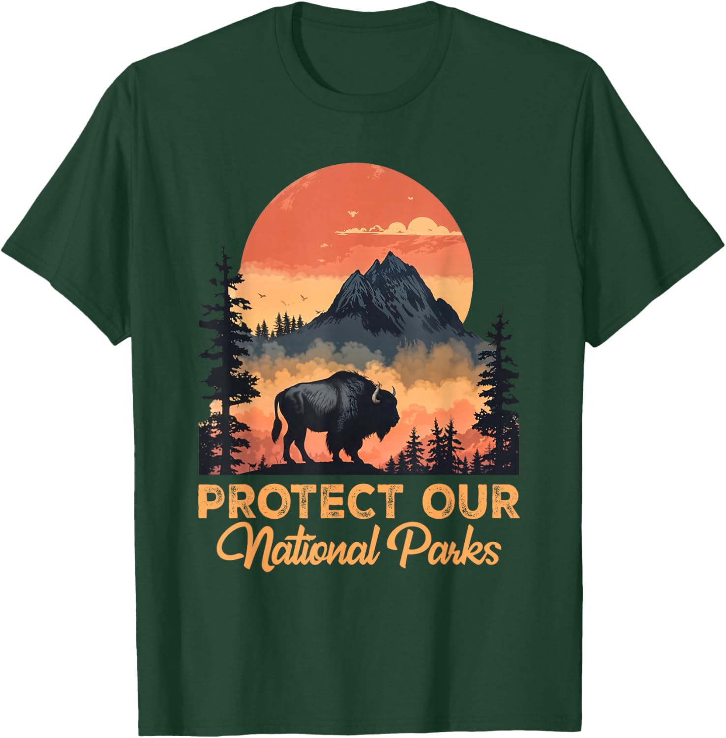 Save Our National Parks Resist Service Bison Buffalo Vintage T-Shirt - T-Shirt | Forest
