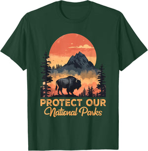 Save Our National Parks Resist Service Bison Buffalo Vintage T-Shirt - T-Shirt | Forest