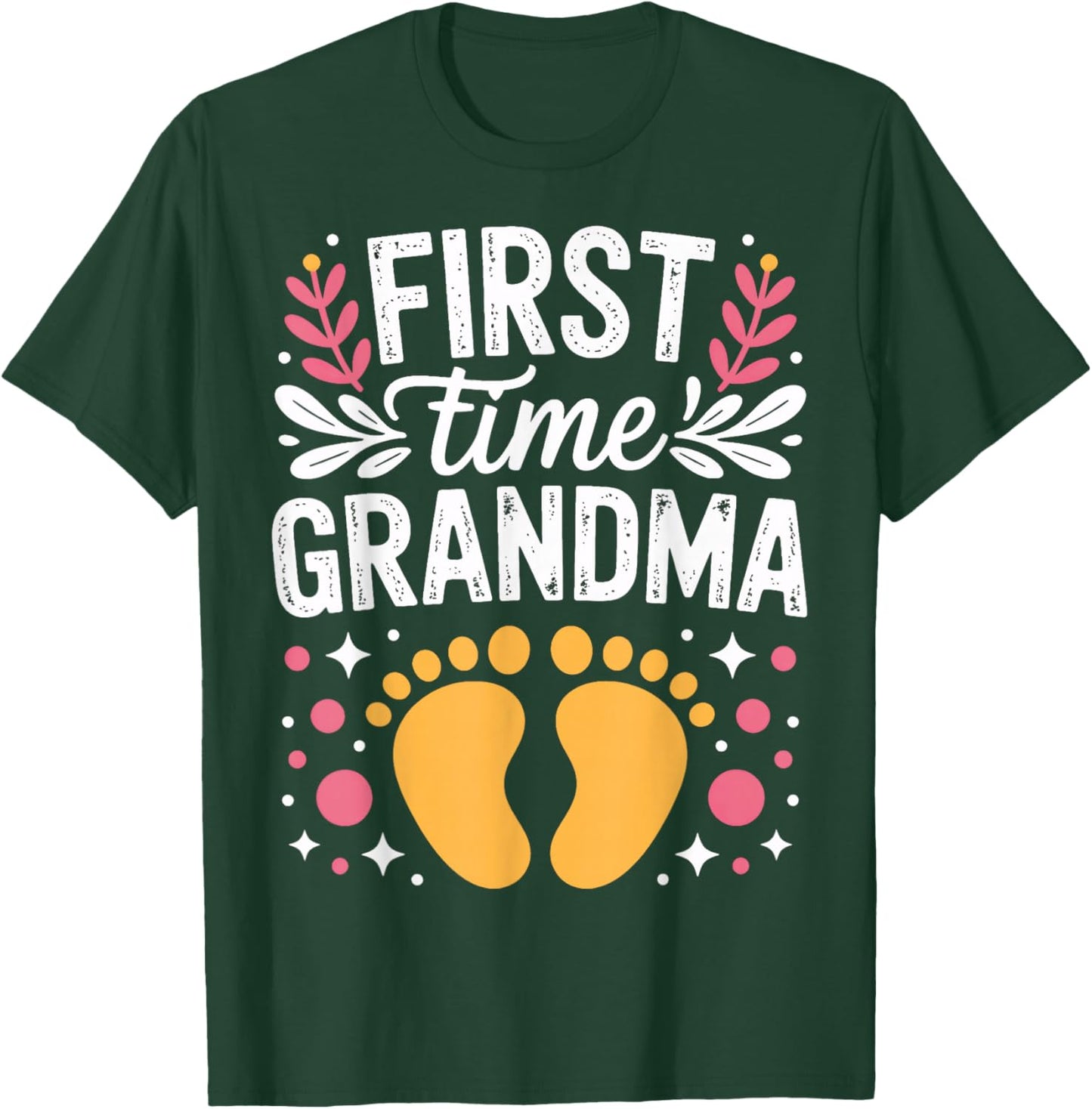First Time Grandma Becoming Nana Baby Announcement Family T-Shirt - T-Shirt | Forest