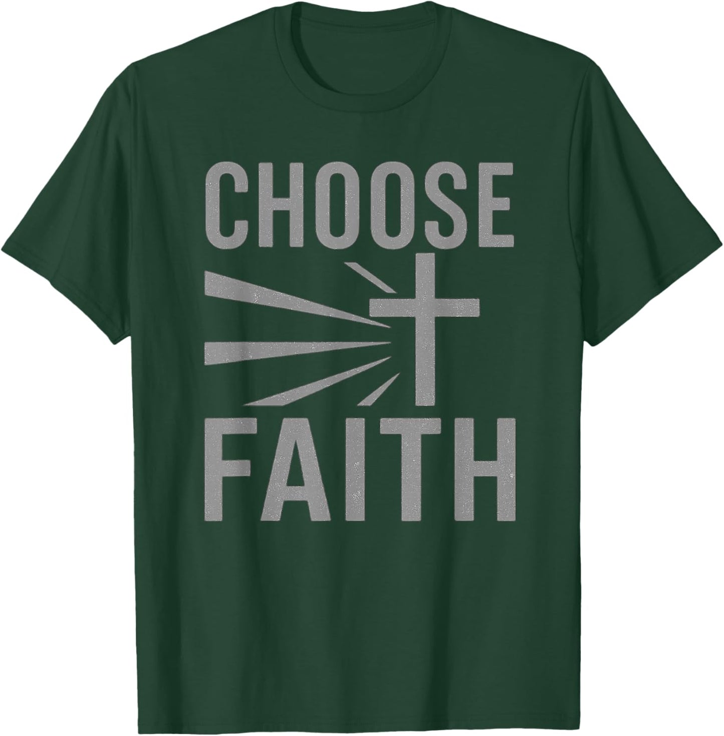 Spiritual Choose Faith Christian Novelty Graphic T-Shirt - T-Shirt | Forest