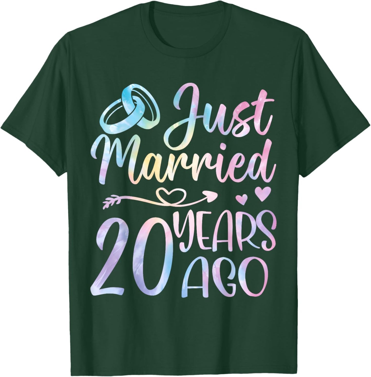 Just Married 20 Years Ago Couple 20th Wedding Anniversary T-Shirt - T-Shirt | Forest