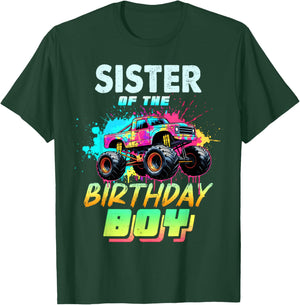 Sister of The Birthday Boy Monster Truck Colorful T-Shirt - T-Shirt | Forest