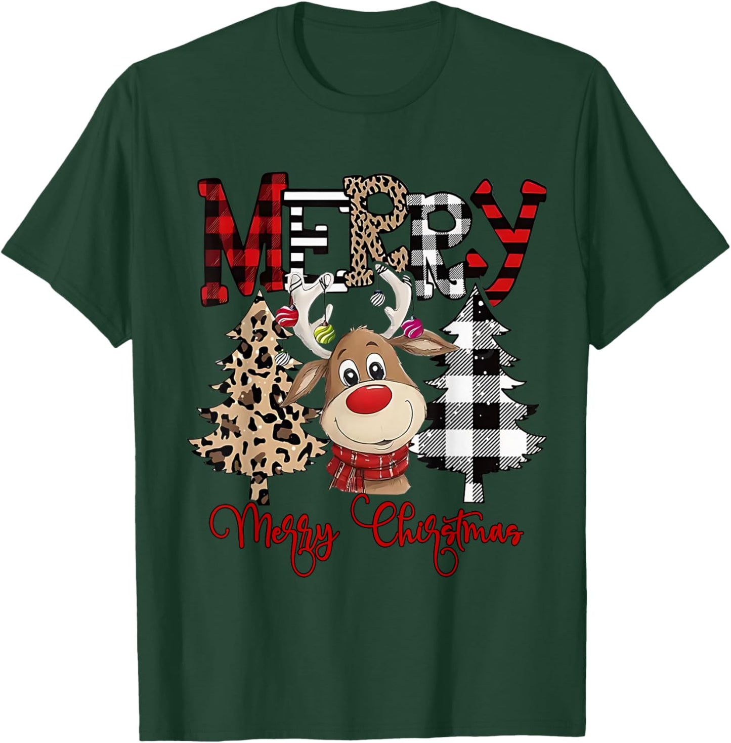 Funny Christmas Cartoon Cute Reindeer T-Shirt - T-Shirt | Forest