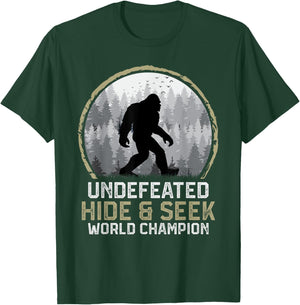 Undefeated Bigfoot Retro Vintage Sasquatch Men Women Funny T-Shirt - T-Shirt | Forest