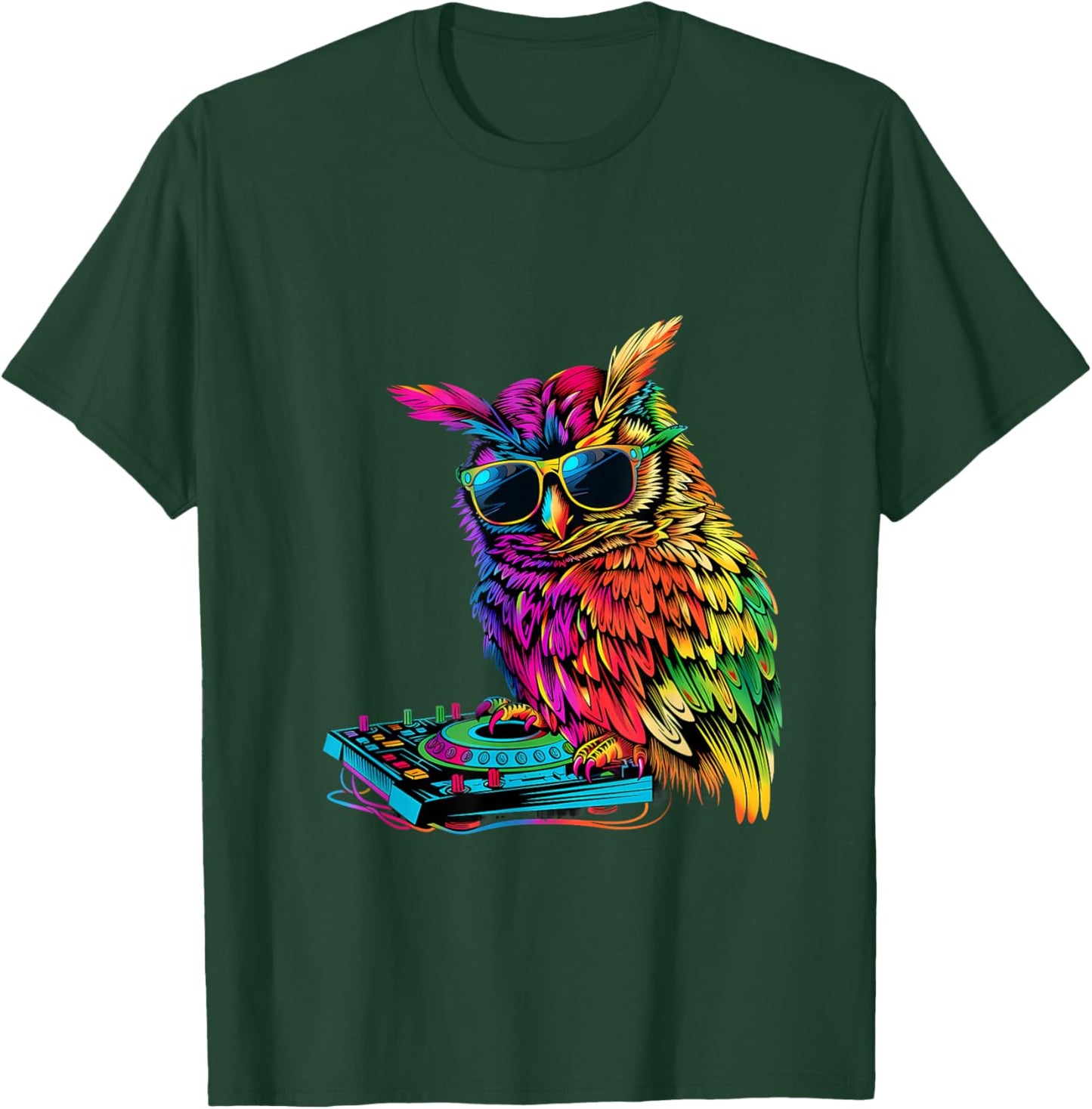 Owl DJ House Music Beatmaker Owl Lover Turntable DJ Owl T-Shirt - T-Shirt | Forest