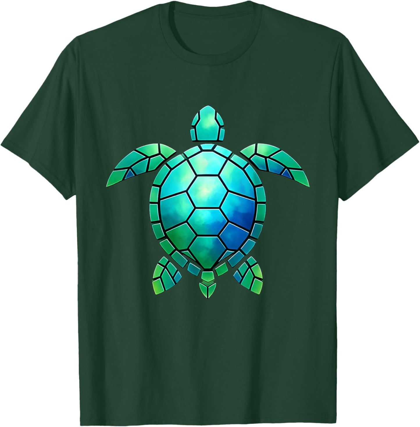 Geometrische Schildkröte Blau Grün Meeresschildkröte T-Shirt - T-Shirt | Forest