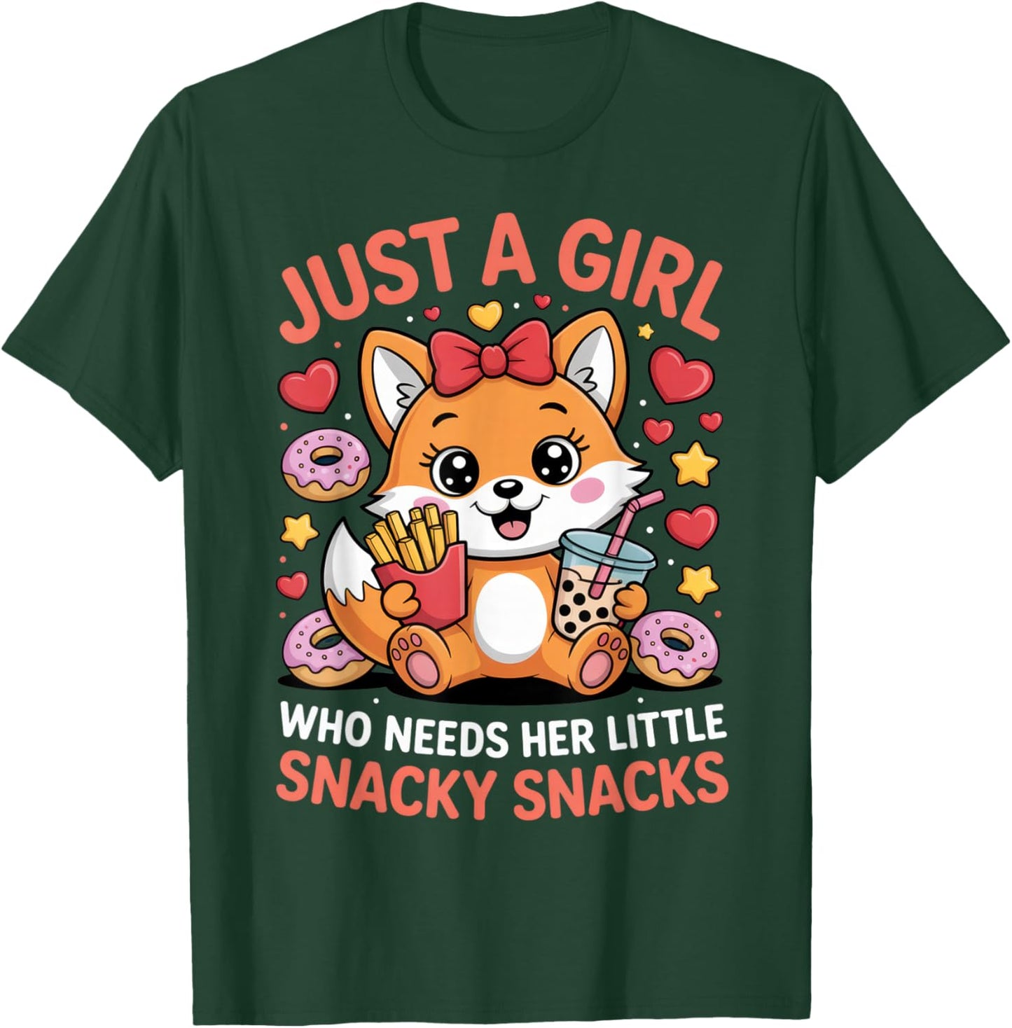 Just a Girl Who Needs Her Little Snacky Snacks Fox Lover T-Shirt - T-Shirt | Forest