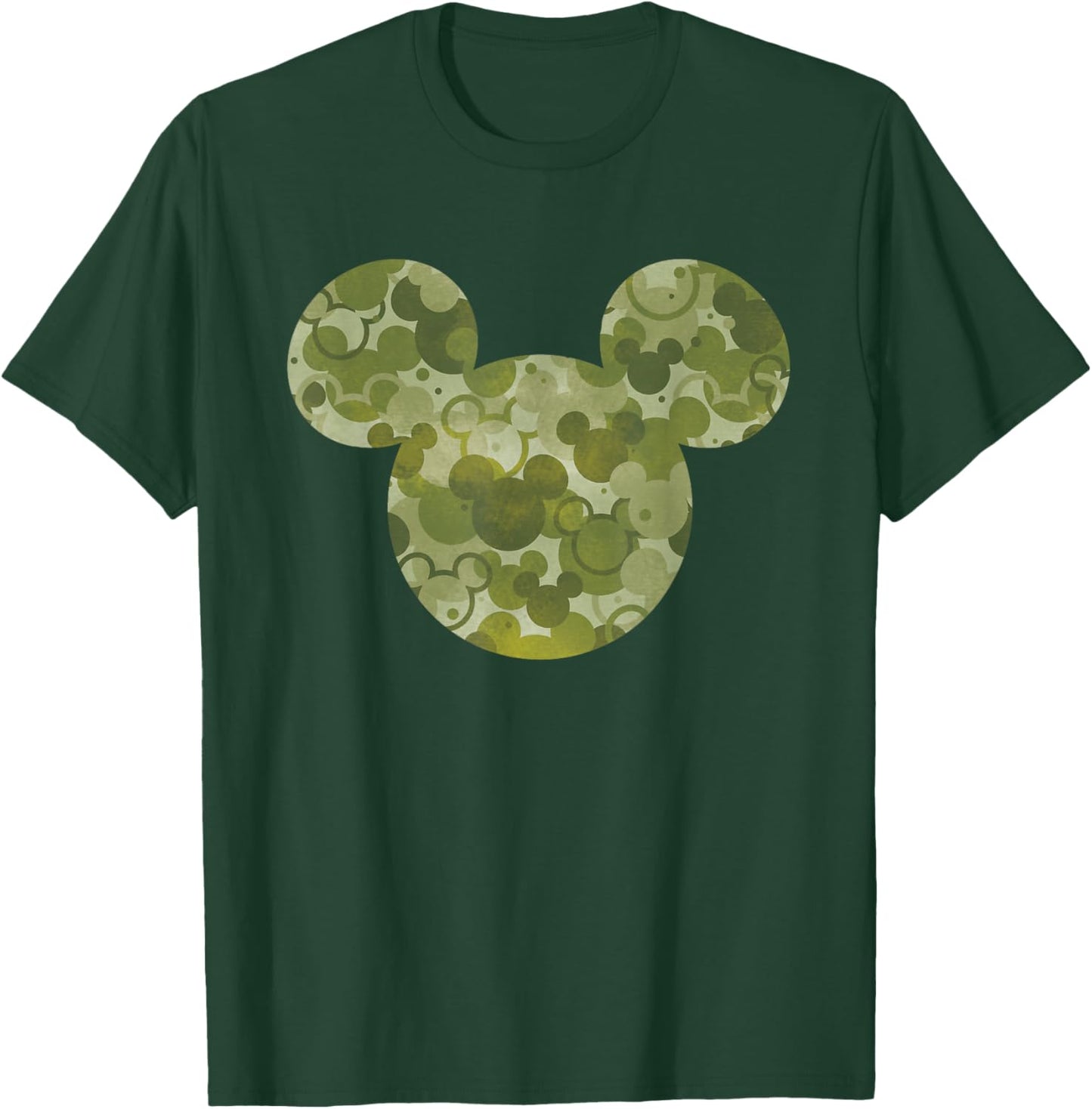 Disney Mickey Mouse Icon Green Camo Camouflage Pattern T-Shirt - T-Shirt | Forest
