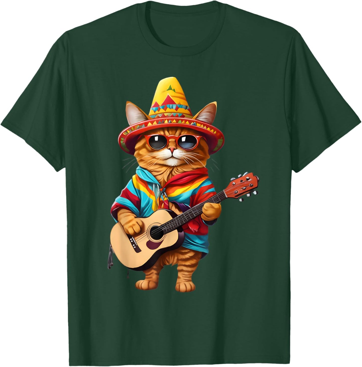 Gatos Before Vatos Mexican Cat Poncho Fiesta Cinco De Mayo T-Shirt - T-Shirt | Forest