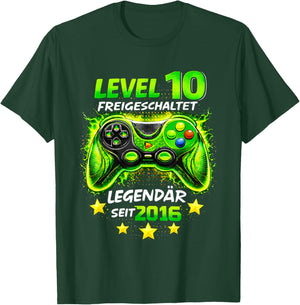 Level 10 Birthday Boy Gamer Funny 2016 10th Birthday T-Shirt - T-Shirt | Forest