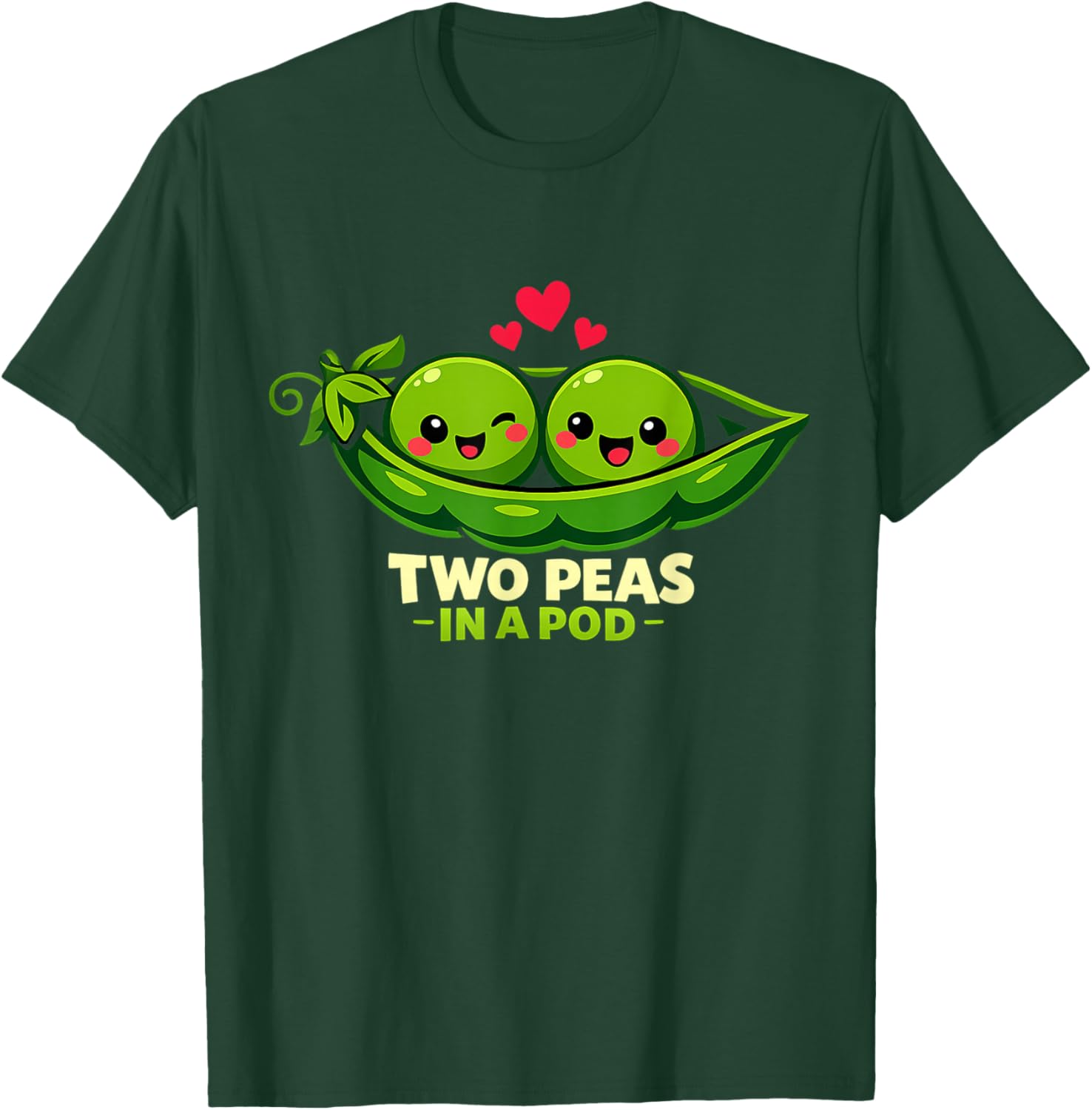 Two Peas in A Pod Cute Peapod Friends Matching Art Couple T-Shirt - T-Shirt | Forest